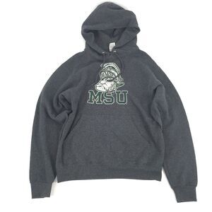 MSU Michigan State University Pullover Logo Hoodie Small Unisex Gray Sweatshirt